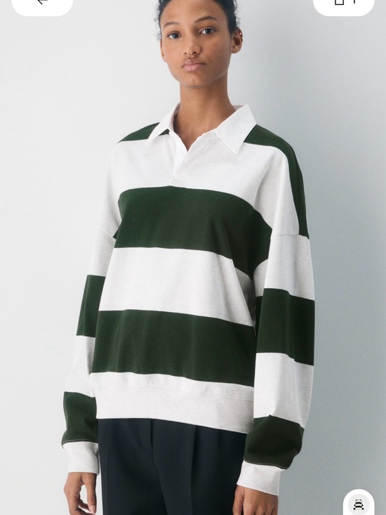 TNA Sweaters - TNA Wide-Stripe Rugby Polo Sweater - White & Dark Green